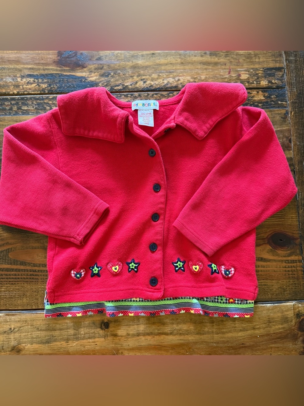 Vintage Gymboree  Girls Jacket Top Red Size L Rainbow Tag 90s Retro.